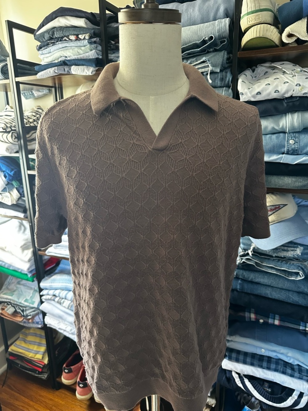 Abercrombie & Fitch Textured Brown Polo